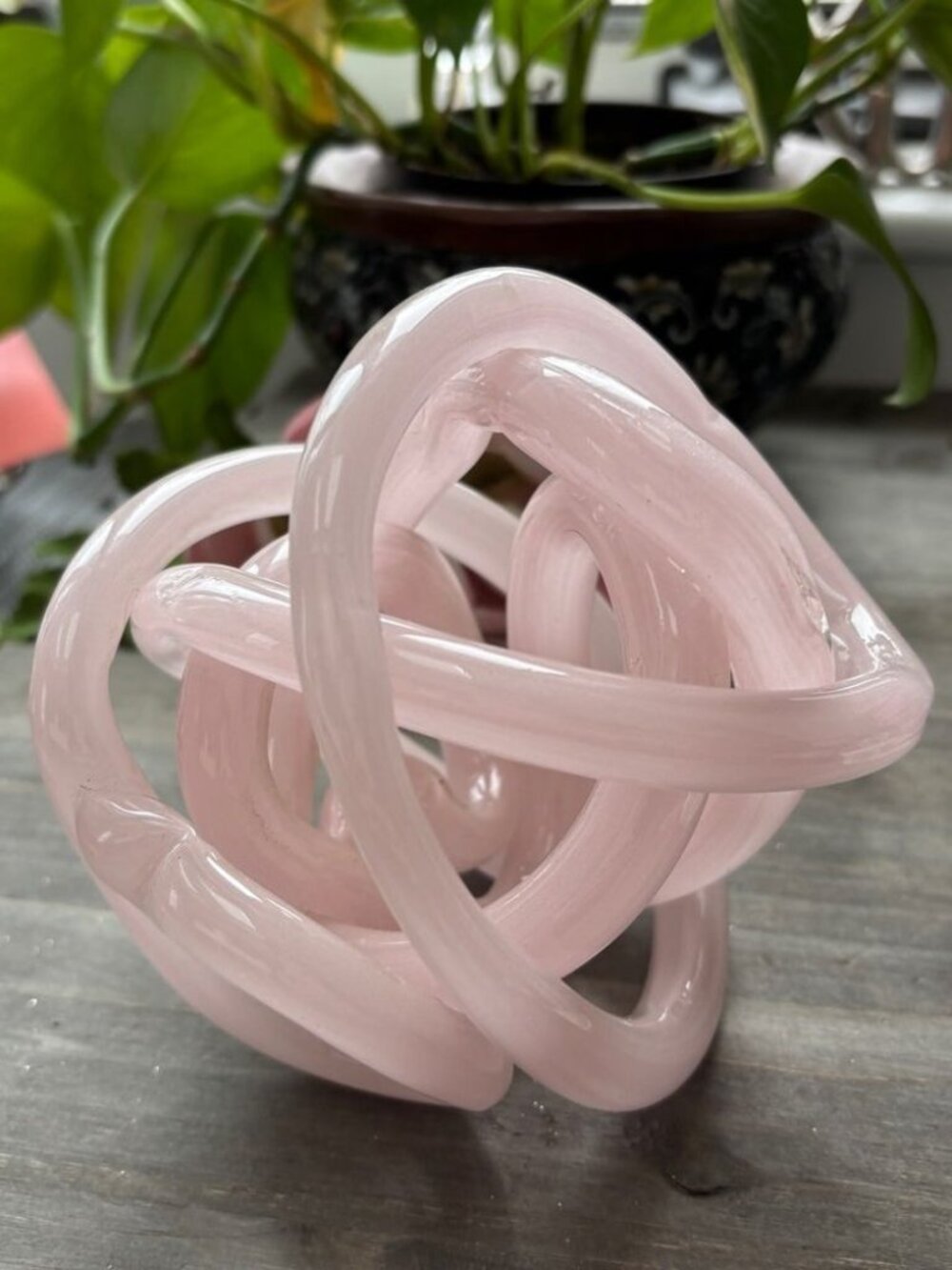 Pink Hand Blown Glass Knot